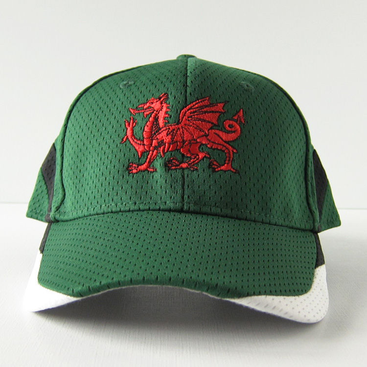 Black Fitted Hat – Curved Brim with Red Welsh Dragon