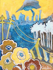 The,Burbs,Art,Painting,Pop,original,painting,abstract,landscape,city,urban,modern,pop,whimsical,festival,telephone_pole,happy,flowers,acrylic,canvas,paint