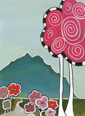 Stand,Up,and,Be,Cute,Art,Painting,pink tree, swirl tree,whimsical,folk,painting,cindy,davis,landscape,cute