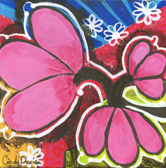 Pink,Pop,Explosion,Art,Painting,original,painting,whimsical,yellow,flower,pop,small,floral,child,abstract,folk,happy,purple,acrylic,canvas,paint