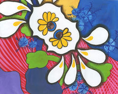 Boho,Droplets,Original,Cindy,Davis,Painting,boho,folk,art,flower,floral,bright,pop,acyrlic,original,painting,cindy,davis,whimsical