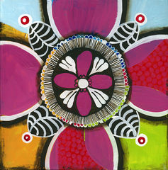 Lacy,Medallion,Art,Painting,Pop,original,painting,whimsical,pop,small,acrylic,medallion,cindy,david,art