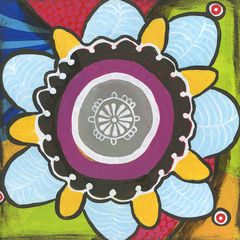 Boho,Medallion,Art,Painting,Pop,original,painting,whimsical,pop,small,acrylic,medallion,cindy,david,art