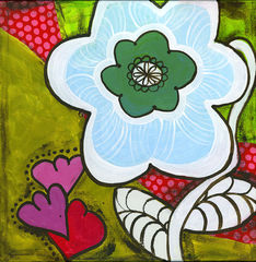 Frosty,Retro,Petals,Art,Painting,Pop,original,painting,whimsical,pop,small,acrylic,medallion,cindy,david,art