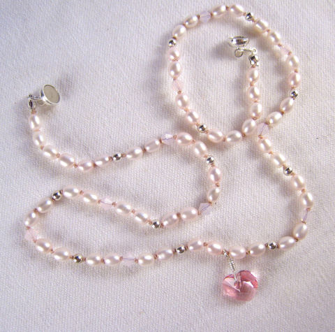 Girls,Jewelry,,Swarovski,Pink,Heart,&,Pearls,Princess,Necklace,,Magnetic,Clasp,Children,Jewelry,Necklace,Magnetic_Clasp,cheerful,light,little_girls,kids,birthday,holiday,christmas,swarovski_pendant,heart,swarovski_crystals,sterling_silver,argentium_silver_findings,lead_safe_magnetic_clasp,Swarovski_Crystals,Sterling_Silver_Be
