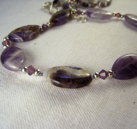 Womens,Jewelry,,Dogtooth,Amethyst,Necklace,,Swarovski,Crystals,,Argentium,Sterling,Silver,Dogtooth Amethyst, Sterling Silver, Swarovski Crystals, Argentium Silver Clasp