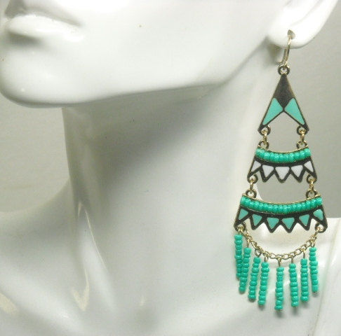 Bohemian Jewelry Boho Chic Earrings Turquoise Long Dangle Bohemian Jewelry Boho Chic Earrings Turquoise Long Dangle Southwest Gypsy Hippie Cow Chandelier Beaded Epicetera
