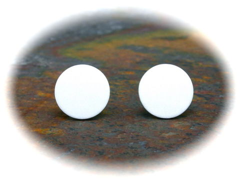 White,Flat,Earrings,for,Men,Guys,Teens,Stainless,Steel,Posts,Matte,Studs,Discs,10mm,white earrings, white stud earrings, white earrings for men, cool earrings for men, aluminum earrings, flat disc earrings, round white earrings, white circle earrings, unique earrings for men, 10mm earrings, 3Fine Design