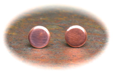 Cool,Earrings,Men,Guys,Teens,Unisex,Flat,Disc,Circles,Copper,Studs,8mm,cool earrings for men, guy earrings, copper earrings, 8mm earrings, flat disc earrings, stylish earrings, circle earrings, unique studs for men, teen earrings, 3Fine Design