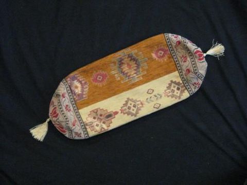 Bolster,Pillow,Cover,Turkish,Tribal,Geometric,Design,Gold,cotton,acrylic,pillow, bolster, cylinder, tribal, geometric,  tapestry, Turkey, gold , cream, tassel, BrushCreek, Southwestern Pa, Brush CreekWool Works