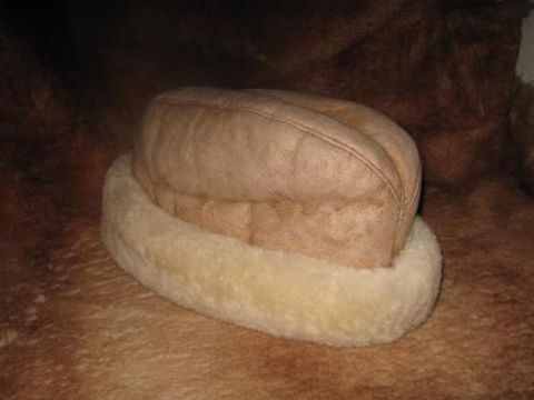 Beige,Ambassador,Sheepskin,Hat,Meduim,hat, sheepskin, suede, ambassador, shearling, clothing, beige, Brush Creek Wool Works, BrushCreekWoolWorks, Southwestern Pa