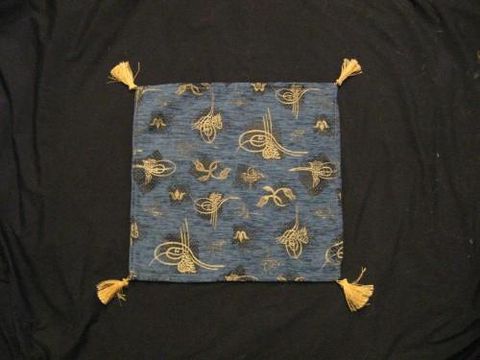 Square,Pillow,Cover,Turkish,Traditional,Design,Blue,Gold,pillow, square, cover, Turkish, Traditional Design, Blue, Gold, BrushCreek, Southwestern Pa, Brush Creek Wool Works