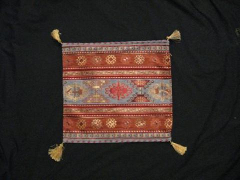 Square,Pillow,Cover,Turkish,Tribal,Geometric,Stripe,Lt,Blue,Rust,pillow, square, cover, geometric. stripe, tribal, Turkish, light blue, rust, gold, BrushCreek, Southwestern Pa, Brush Creek Wool Works