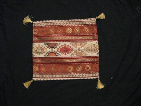 Square,Pillow,Cover,Turkish,Tribal,Geometric,Stripe,White,Rust,Red,pillow, square, cover, geometric. stripe, tribal, Turkish, white, rust, gold, BrushCreek, Southwestern Pa, Brush Creek Wool Works