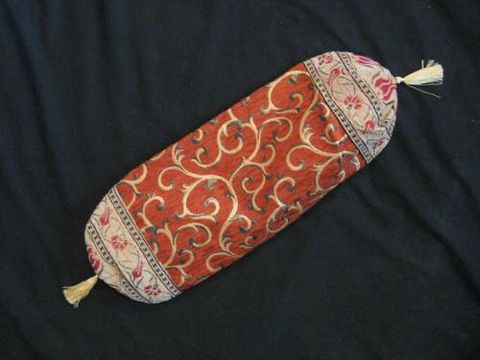Bolster,Pillow,Cover,Turkish,Vine,Rust,pillow, bolster, cylinder, vine,  tapestry, Turkey, rust,  cream, tassel, BrushCreek, Southwestern Pa, Brush CreekWool Works