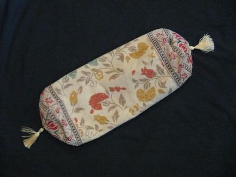 Bolster,Pillow,Cover,Turkish,Floral,Rust,Green,Cream,pillow, bolster, cylinder, floral,  tapestry, Turkey, rust, green,  cream, tassel, BrushCreek, Southwestern Pa, Brush CreekWool Works