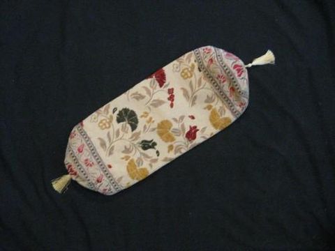 Bolster,Pillow,Cover,Turkish,Floral,Red,Green,Cream,Vertical,pillow, bolster, cylinder, floral,  tapestry, Turkey, red, green,  cream, tassel, BrushCreek, Southwestern Pa, Brush CreekWool Works