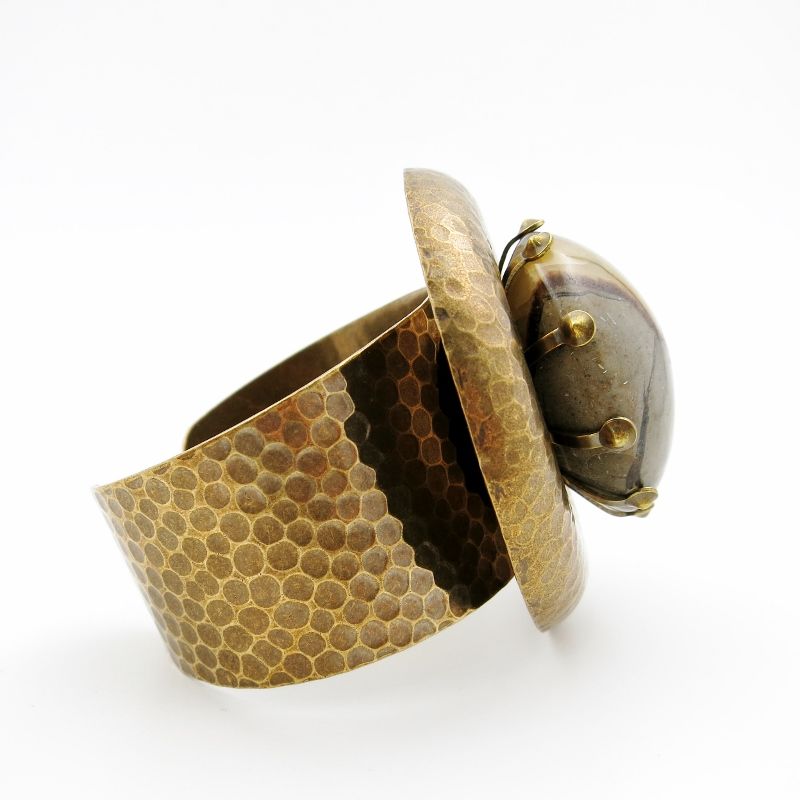 Jan Michaels Hammered Brass Septarian Geode Cuff TALICH