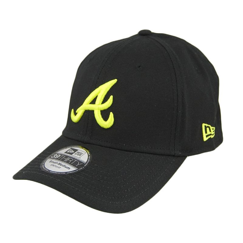 New Era 39THIRTY Atlanta Braves Baseball Cap - Black/Lime - product image