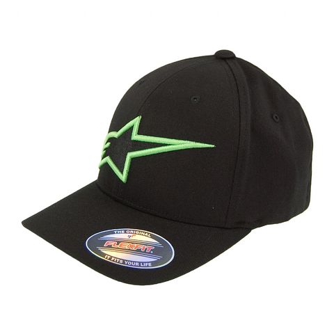 Alpinestars,Astar,FlexFit,Baseball,Cap,-,Black/Green,Alpinestars Astar FlexFit Baseball Cap - Black/Green