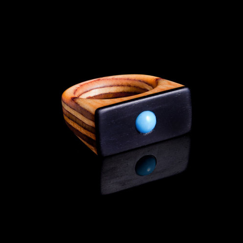 Sticks & Stones Black Ebony Uno w/ Turquoise Stone   - product image