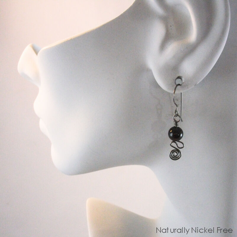Garnet Dangle Earrings with Niobium Spiral Waves - product images  of 
