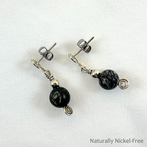 Desert,Jasper,Argentium,Sterling,Silver,Post,Earrings,Silver Jewelry, Hypoallergic Earrings, Post Earrings, Jasper Bead Jewelry, Naturally Nickel-Free, Handmade Jewelry