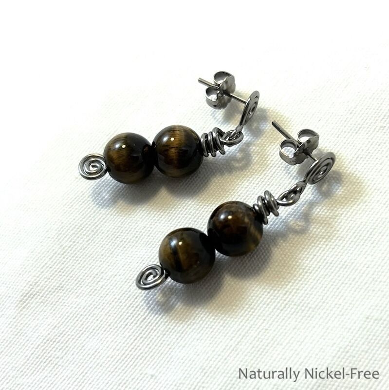 Tiger Eye Spiral Post Earrings - product images  of 