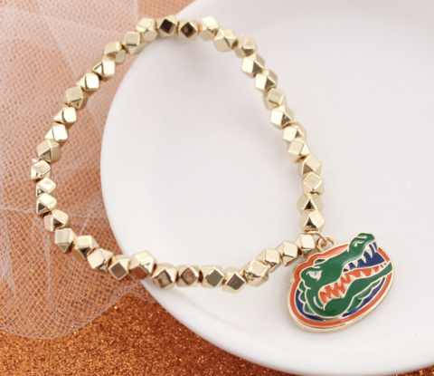 Florida,Gold,Stretch,Bracelet,w/Enamel,Logo, Florida Gold Stretch Bracelet w/Enamel Logo
