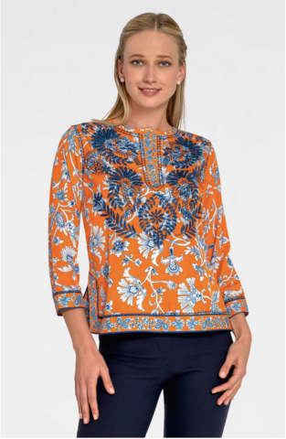 Embroidered,Silky,Tunic,Embroidered Silky Tunic