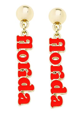 Florida,Gators,Slogan,Earrings,in,Orange/Shiny,Gold,Florida Gators Slogan Earrings in Orange/Shiny Gold