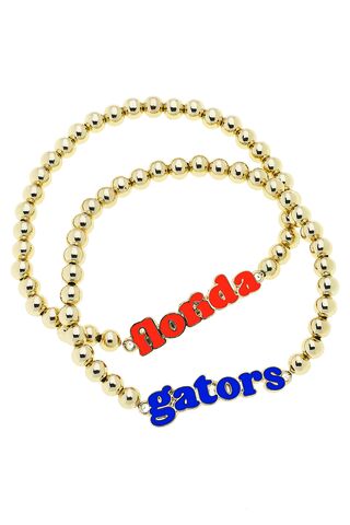 Florida,Gators,Slogan,Ball,Bead,Bracelet,(Set,of,2),Florida Gators Slogan Ball Bead Bracelet