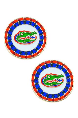 Florida,Gators,Pave,Disc,Stud,Earrings,Florida Gators Pave Disc Stud Earrings