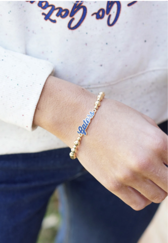 Florida,Gators,Autograph,Enamel,Stretch,Bracelet,in,Shiny,Gold,Florida Gators Autograph Enamel Stretch Bracelet in Shiny Gold