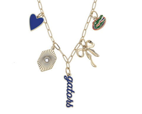 Florida,Gators,Paper,Clip,Charm,Collector,Necklace,in,Shiny,Gold,Florida Gators Paper Clip Charm Collector Necklace in Shiny Gold