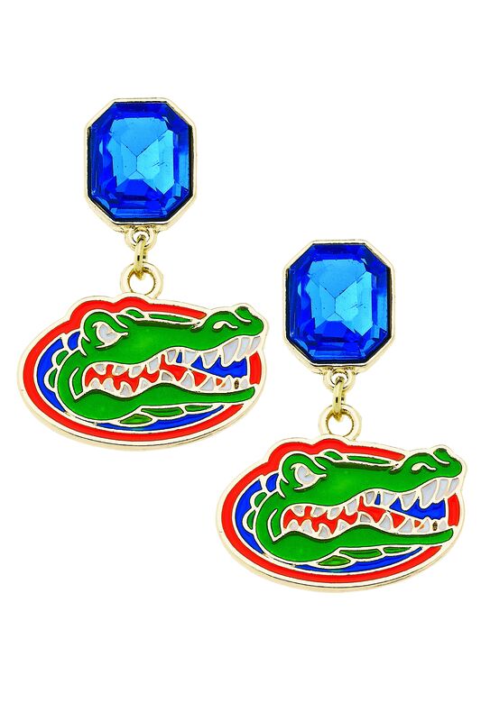 Florida Gators Rhinestone Enamel Logo Earrings in Shiny Gold - product images  of 