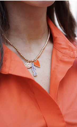 Florida,Gators,Ball,Bead,Charm,Necklace,in,Shiny,Gold,Florida Gators Ball Bead Charm Necklace in Shiny Gold