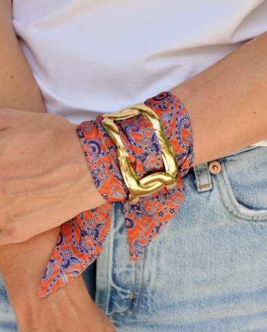 Serafina,Scarf,Bracelet,Blue,Orange,Serafina Scarf Bracelet Blue Orange