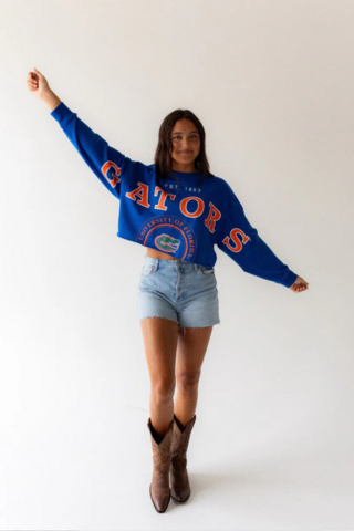 Florida,Phipps,Split,Cropped,Longsleeve,Florida Layer Patch Lantern Sleeve Crew