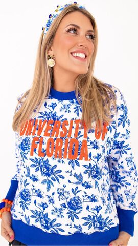 Florida,Floral,Toile,Sweatshirt,Florida Floral Toile Sweatshirt