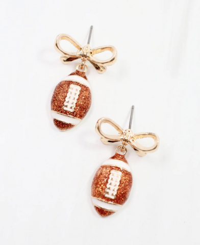 Sporty,Bow,Football,Earrings,Sporty Bow Football Earrings