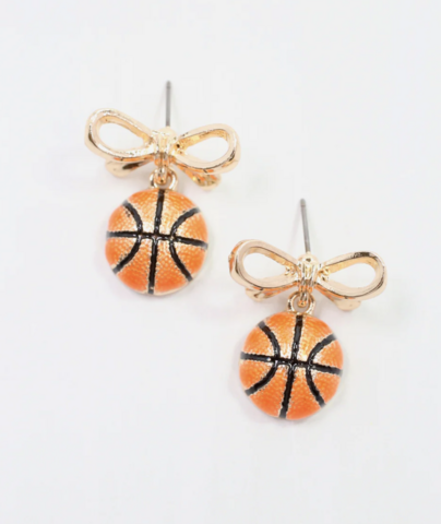 Sporty,Bow,Basketball,Earrings,Sporty Bow Basketball Earrings