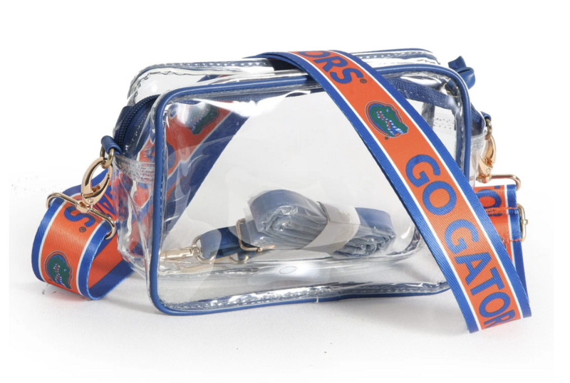 Clear Purse with Patterned Shoulder Straps - product images  of 