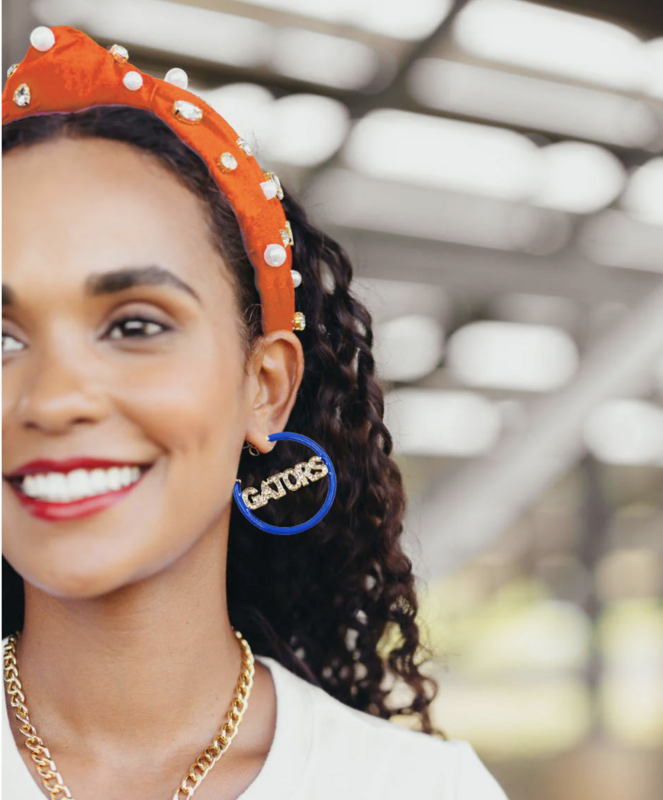 Gators Blue Pavé Hoop Earrings - product images  of 