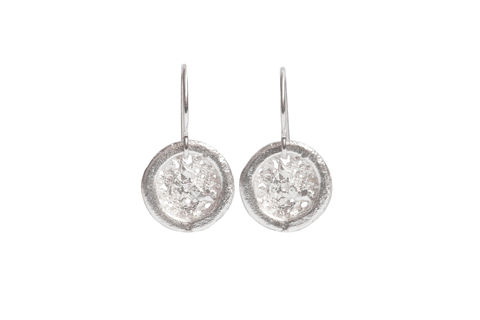 Silver Remnant Studs Rose Ellen Cobb Round Textured Small Drop Earrings Silver
