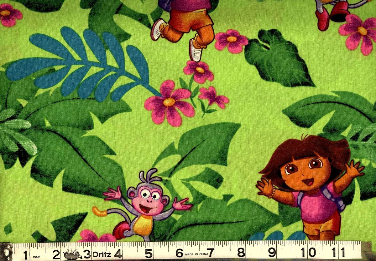 Cotton Quilt Fabric Nickelodeon One Hip Explorer Dora Fabric Jungle