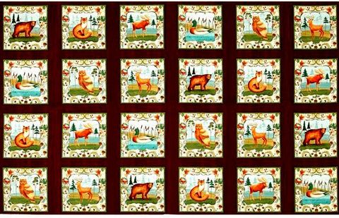 Cotton,Quilt,Fabric,Wild,Woods,Panel,Animal,Nature,Folk,Art,,quilt backing, dresses, quilt fabric,cotton material,auntie chris quilt,sewing,crafts,quilting,online fabric,sale fabric