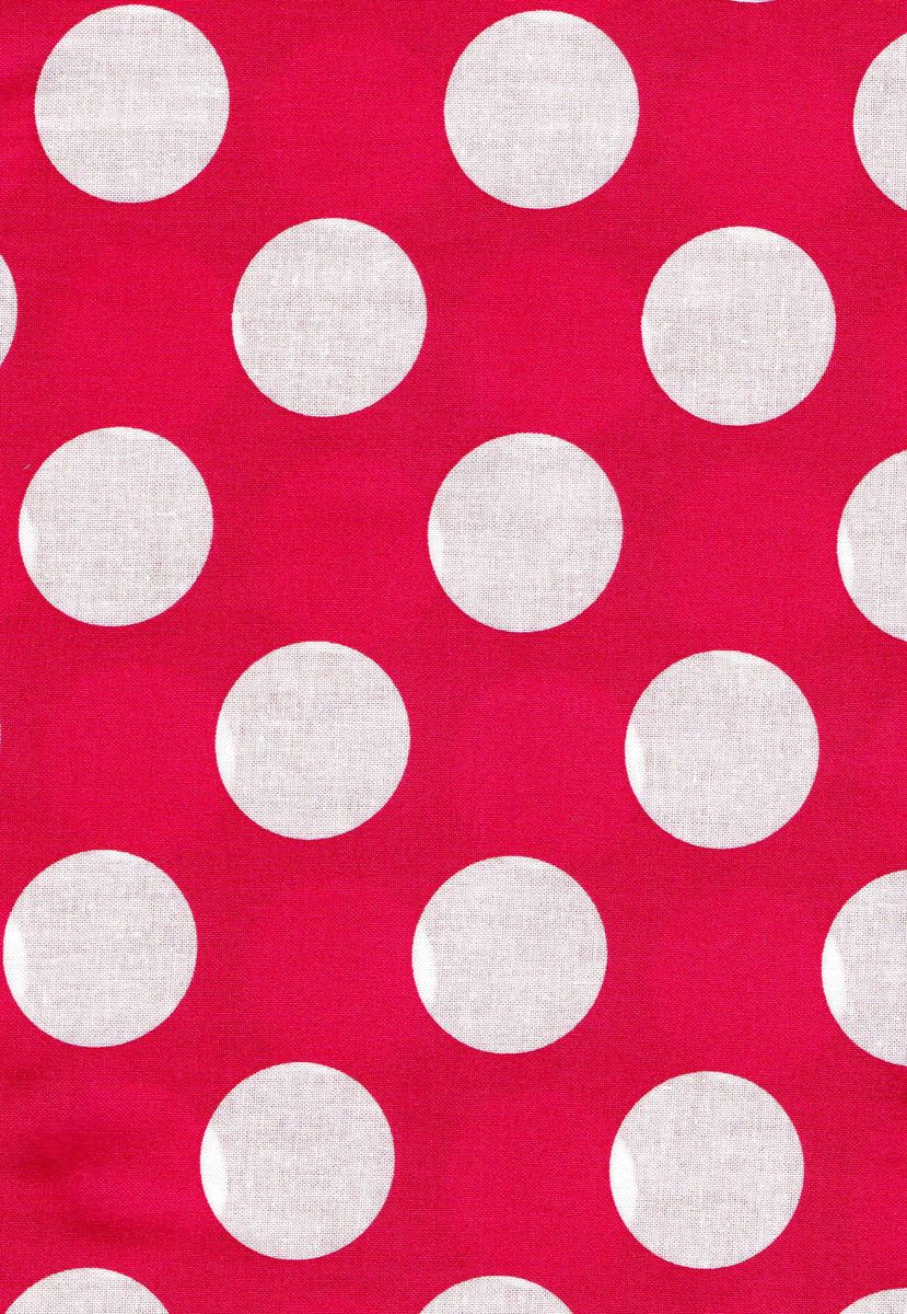 Cotton Quilt Fabric Hot Pink White Bigger Dot Polka Dots 1 1/2" dot