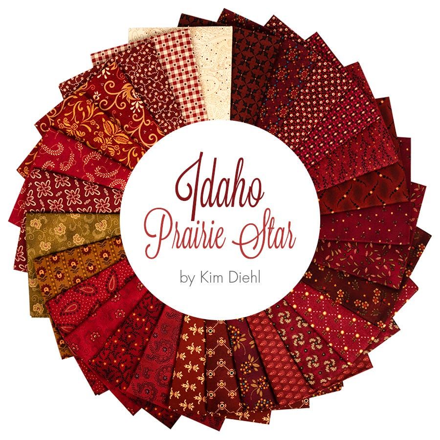 Cotton Quilt Fabric Idaho Prairie Star Cascading Diamonds Red Kim Diehl