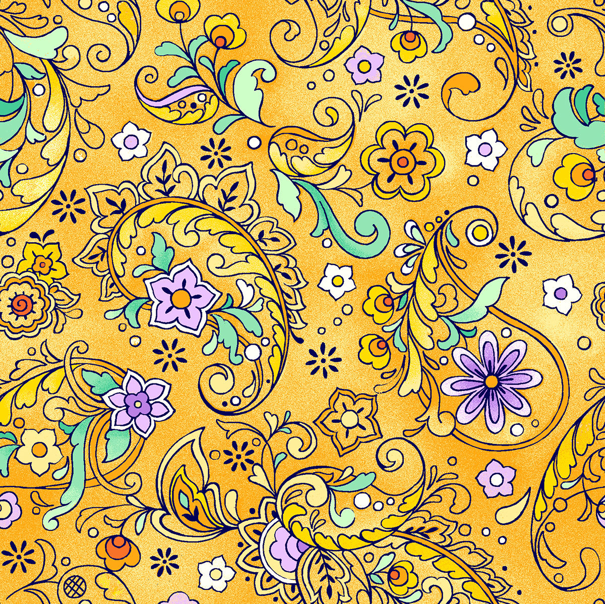 Cotton Quilt Fabric Imperial Garden Imperial Garden Tan Paisley Floral